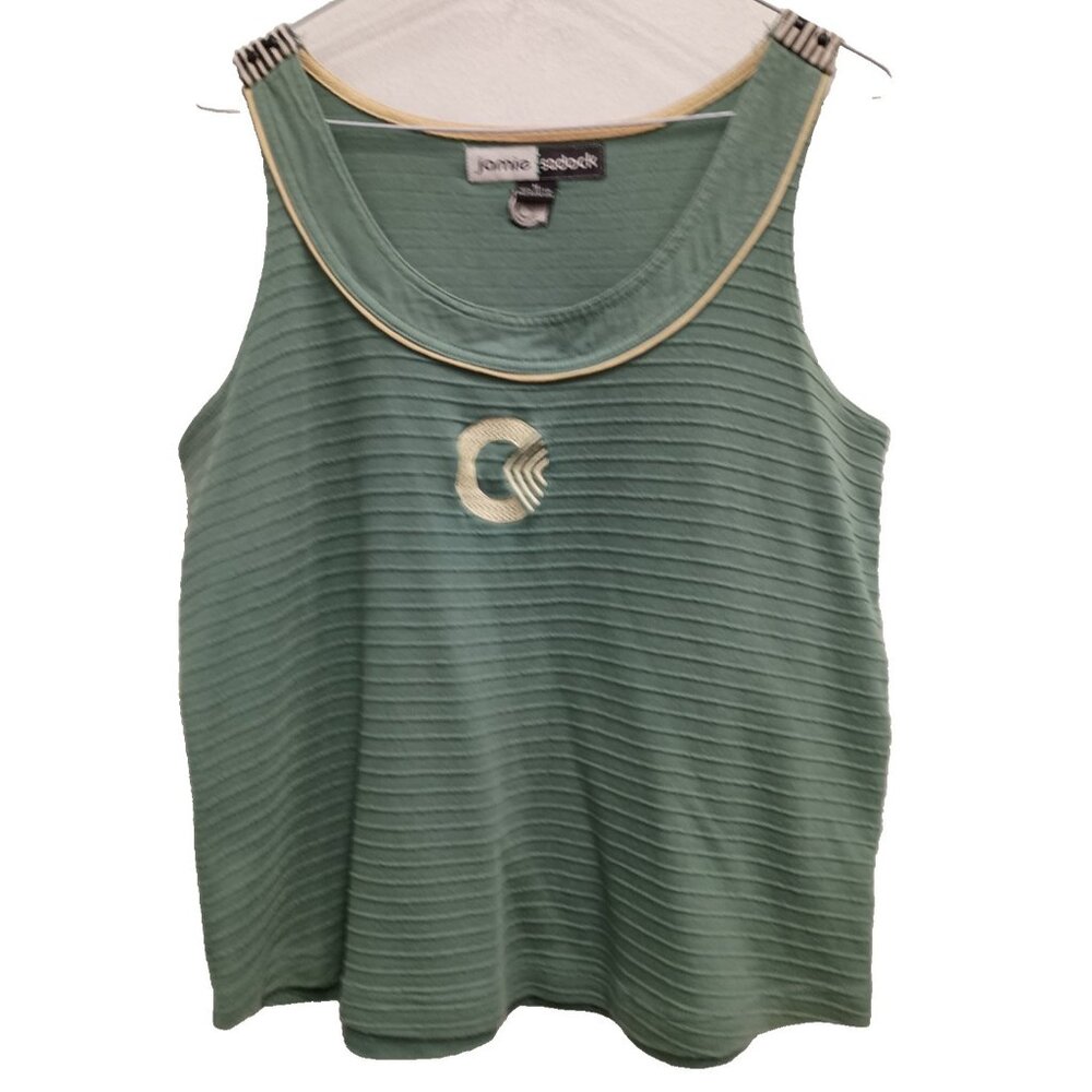 Jamie Sadock Womens Tank Top Medium Green Textured Sleeveless‎ Activewear Casual